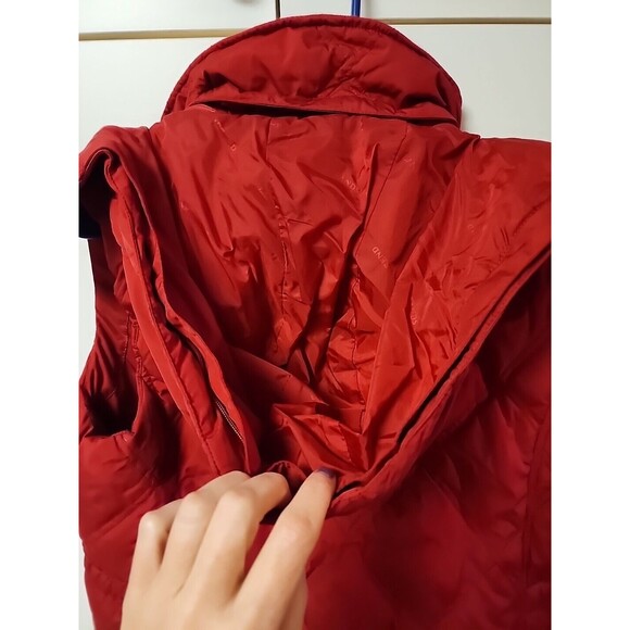 Lands End Womens sz Small Goose Down red Puffer Vest With Hood preppy outdoors - Picture 8 of 12